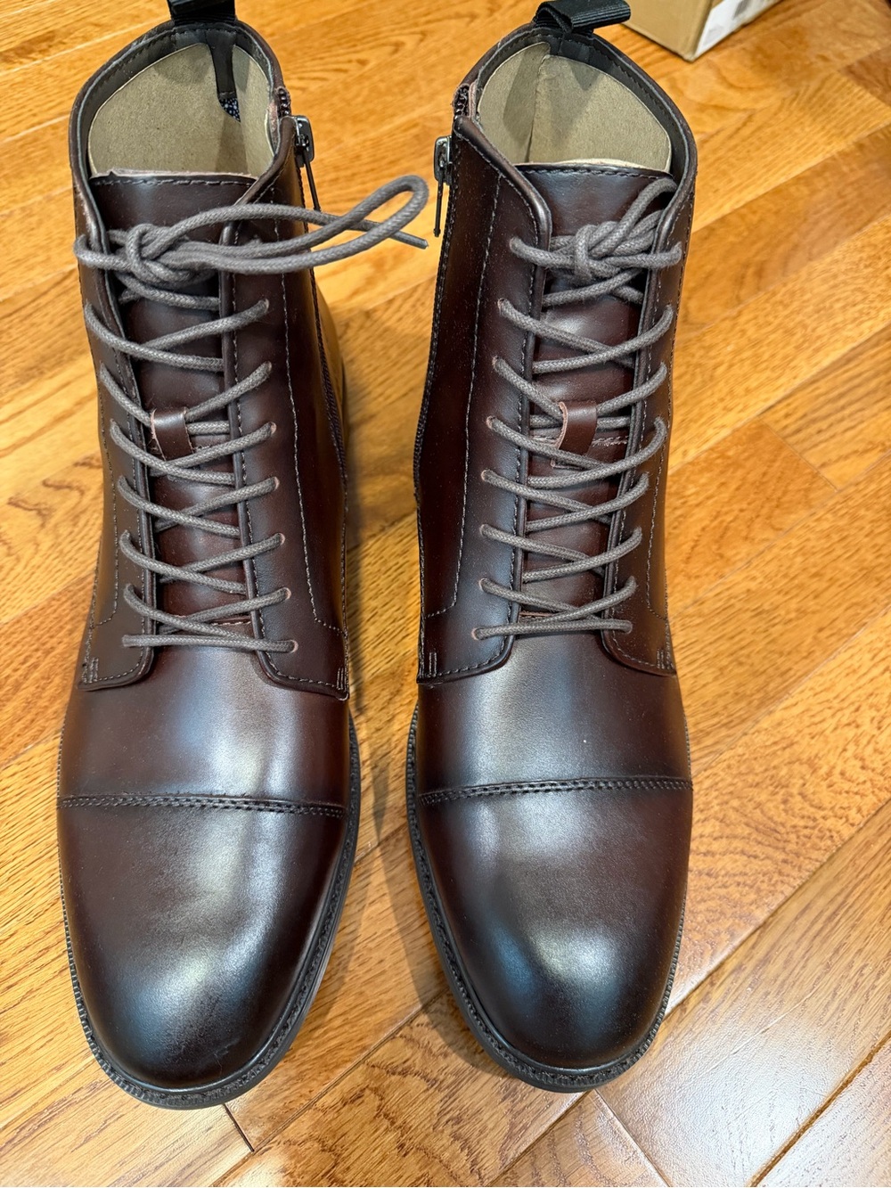 VINCE CAMUTO NIB  Brown Leather Boots with Lace-Up Closure